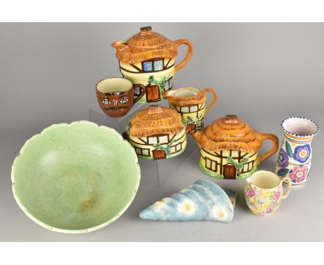 A Collection of Various Mid Century Ceramics to Comprise Beswick Ware Wall Pocket Decorated with Daisies on Blue Ground (No. 