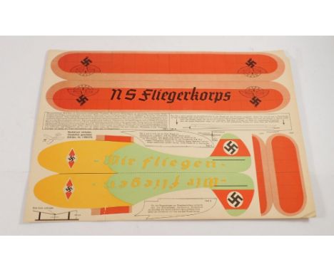 A WWII German paper model glider kit - unmade 