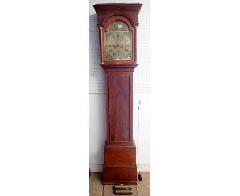 An 18th century brass faced longcase clock by Thomas Halhed of London with 8 day striking movement and date niche 