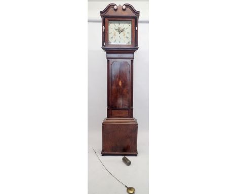 An 18th century longcase clock with thirty hour movement and moon phase, by Watson of Blackburn, marquetry paterae to case 