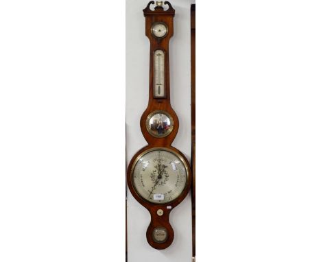 A 19th century mahogany wheel barometer/thermometer, 94cm 
