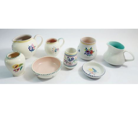 A collection of Poole Pottery jugs, vases and dishes (8) 
