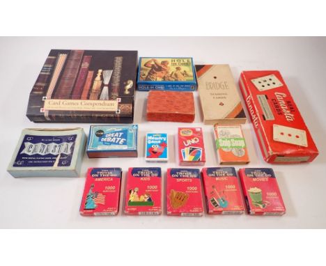 A box of playing card games 