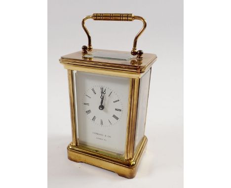 A Garrard &amp; Co gilt brass carriage clock, 12cm 