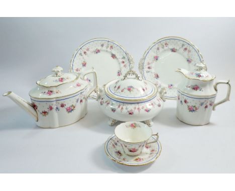 A Royal Crown Derby Melrose dinner service comprising eight dinner plates, eight soup bowls, meat plate, two cake plates, two