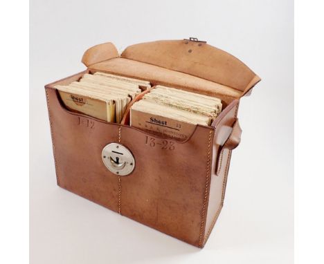 A set of 21 road maps of England and Wales W &amp; A K Johnson (No.'s 14 and 19 missing from set of 23) in leather fitted cas