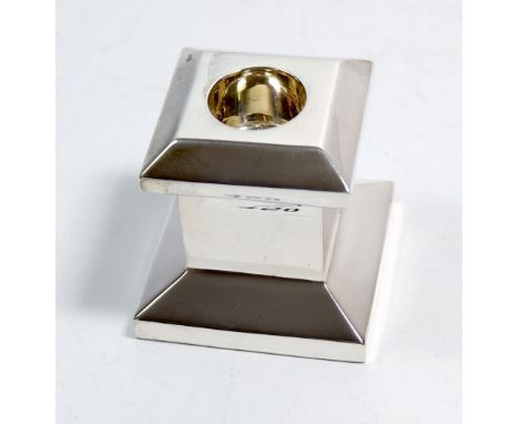 A silver Thistle &amp; Bee square candlestick, 6cm tall, 165g 