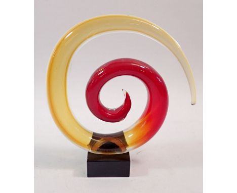 A Murano glass orange and red sculpture, 22cm tall 