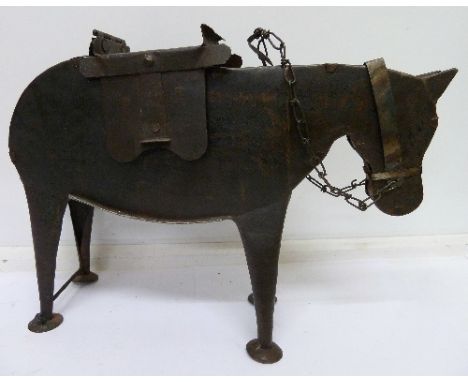 A tin model of a war horse, early 20th Century