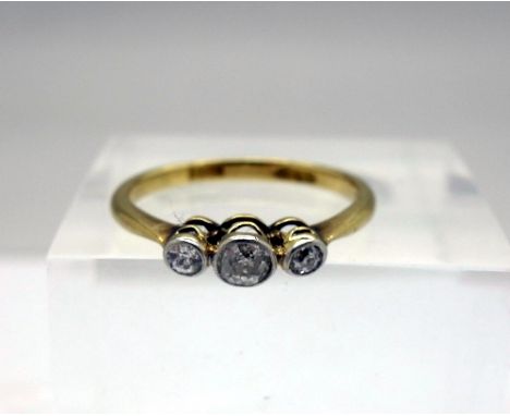An 18ct gold and diamond ring, weight 1.8g, size K
