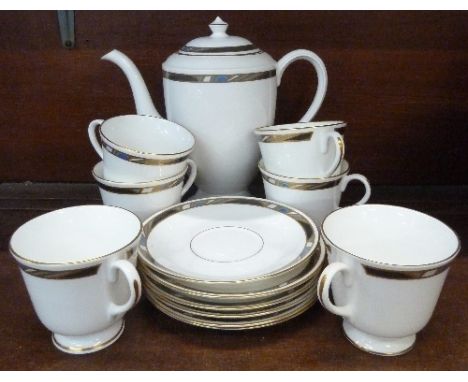 A Royal Worcester Raffles pattern tea service comprising teapot, six cups and six saucers