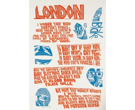 ‡ PAUL PETER PIECH (American, lived / worked Wales 1920-1996) two colour lithograph - 'London' by William Blake, signed and d