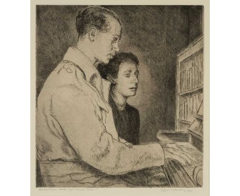 EDGAR HOLLOWAY (English, lived Wales 1914-2008) etching - entitled verso, 'Embarkation Leave 1941', signed and dated 1999, 28