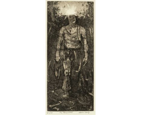 ‡ VALERIE GANZ  (Welsh 1936-2015) limited edition (40/150) etching - titled to margin 'The Faceworker', signed, 43 x 18cmsPro