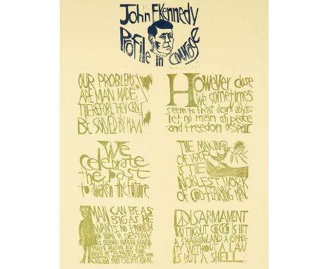 ‡ PAUL PETER PIECH (American, lived / worked Wales 1920-1996) limited edition (21/75) lithograph - John F. Kennedy, 'Profile 