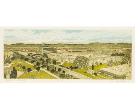 ‡ JOHN BRUNSDON (English 1933-2014) limited edition (1/75) coloured etching - entitled verso 'Cardiff University', signed, 14