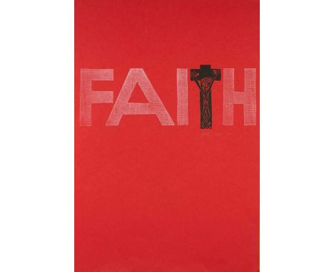 ‡ PAUL PETER PIECH (American, lived / worked Wales 1920-1996) limited edition (10/75) lithograph - 'Faith' with crucifixion i