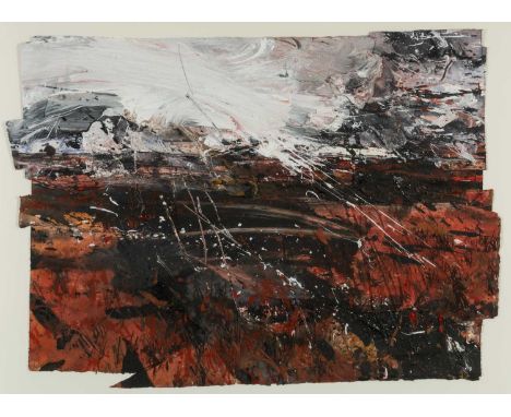 ‡ DAVID TRESS (English, lives / works Wales b.1955) mixed media with paper construction - entitled verso 'Red Moorland and Gr