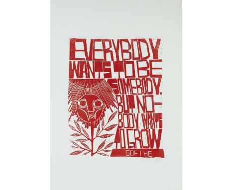 ‡ PAUL PETER PIECH (American, lived / worked Wales 1920-1996) two colour lithograph - German writer Goethe, 'Everybody Wants 