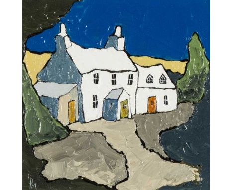 ‡ PETER MORGAN (Contemporary Welsh) acrylic on board - entitled verso 'Summer Hill', signed with initials, 18 x 12cmsProvenan