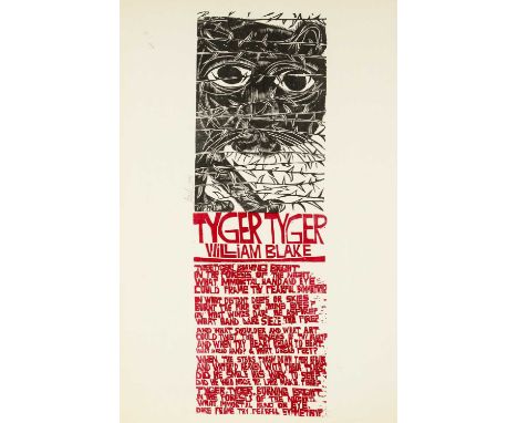 ‡ PAUL PETER PIECH (American, lived / worked Wales 1920-1996) two colour lithograph - 'Tyger Tyger' by William Blake, signed 