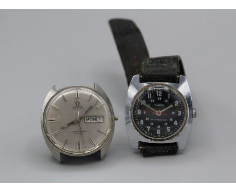 An Omega Seamaster Cosmic watch head, in as found condition along with a vintage Timex wristwatch