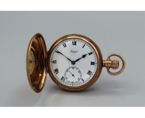 A 9ct gold gentleman's full hunter pocket watch with inner case inscription for 1929. Gross weight approximately 98.8gm. Move