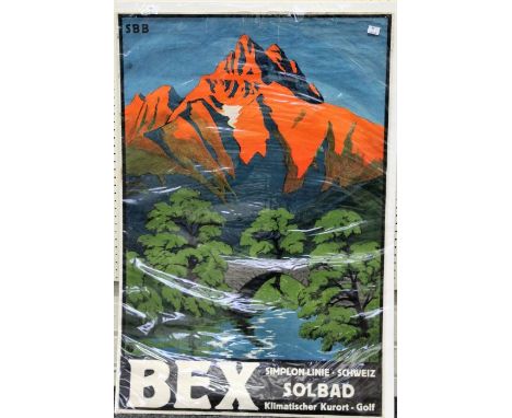 After Aime-Felix Nicollerat, ' Bex' . a holiday and health resort poster, published by Paul Attinger, circa 1930. 92 x 63cm