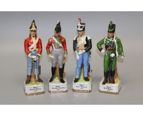 Four 20th century Continental porcelain figures, each of Napoleonic Wars Officer, 21cm
