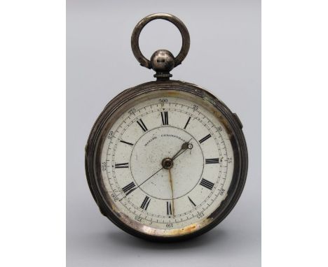 A Marine chronometer silver pocket watch marked for Chester