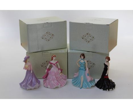 A Coalport Sentiments figurine, Perfect Day together with The Birthday Present, Rendezvous and Birthday Wishes, each boxed (4