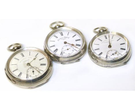 Silver open face pocket watch by J. Renwick, Preston , white enamel dial with Roman numerals and subsidiary dial to 6 'o' clo