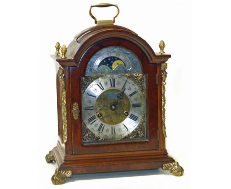 20th century bracket clock rolling moon brass dial, 8-day movement Condition reports are not available for this auction