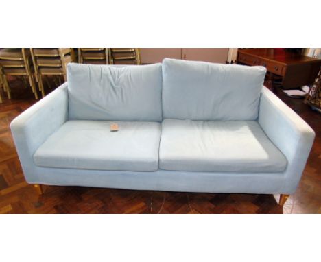 Two seater sofa with duck egg blue linen removable covers, purchased from John Lewis approximately ten years ago. Condition r