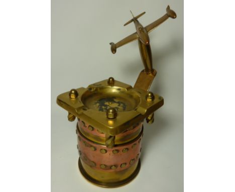 Trench Art - shell case ash tray H29cm  Condition Report Click here for further images, condition, auction times & delivery c