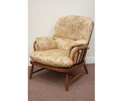 Ercol Windsor golden dawn finish beech armchair fitted with upholstered loose cushions Condition Report Click here for furthe