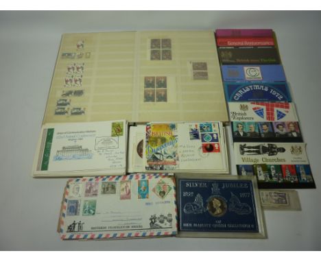 Mint and used stamps in one album and a collection of First Day covers mostly from the 60's & 70's and a 1977 commemorative c