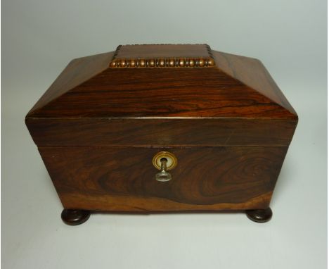 19th century rosewood sarcophagus shape tea caddy W22cm  Condition Report Click here for further images, condition, auction t