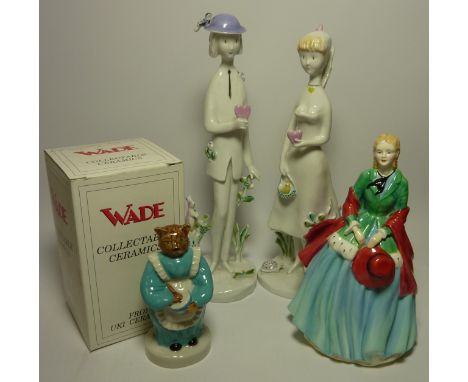 Pair c. 1960 Rosenthal porcelain figures 'The Lovers' by Raymond Peynet (5093 & 4 /7010), Paragon china figure 'Lady Camille'