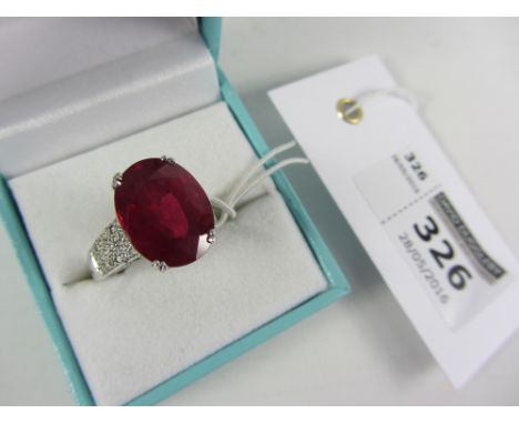 African ruby ring with white sapphires to the shoulders stamped 925 Condition Report Click here for further images, condition