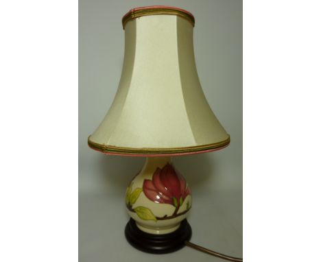 Moorcroft 'Magnolia' table lamp with shade H38cm (This item is PAT tested - 5 day warranty from date of sale)
 Condition Repo