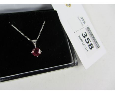 Single stone ruby pendant necklace white gold setting hallmarked 18ct Condition Report Click here for further images, conditi