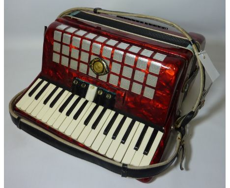 Musical Instruments - 72 bass accordion with five couplers (possibly German) , cased  Condition Report Click here for further
