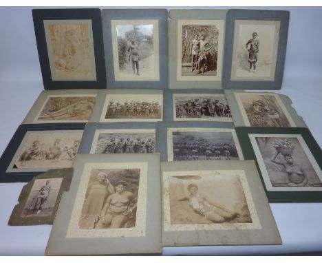 'Mothers' Meeting' and 'Natives Smoking' two half plate photographs by B.W.Caney (Durban),  
three half plate portrait photog