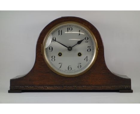 Enfield 20th century oak cased hat top clock, H22cm, W36cm CLOCKS & BAROMETERS - as we are not a retailer, these items are so