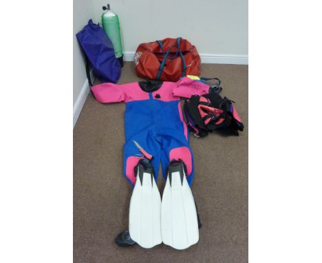 Scuba Diving Equipment - 1 x dry suit, 1 x thermal suit, 1 x BCG, 1 x ssets regulators with diving computer, 1 x reel with fl