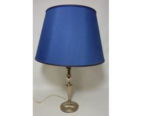 Silver-plated Barker Ellis table lamp with shade H70cm (This item is PAT tested - 5 day warranty from date of sale)
 Conditio