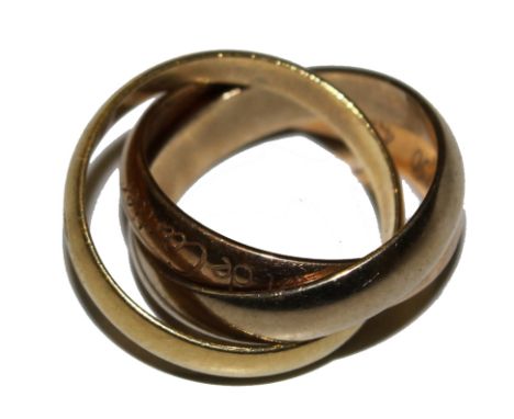 A Le Must de Cartier three colour 18 carat gold ring 6 g