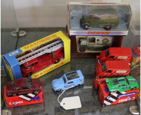Eight diecasts by various manufacturers including Matchbox, King Size Merryweather Fire Engine and Brumm Campari Van (8)