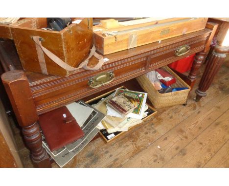 Edwardian mahogany 2-tier buffet table with two drawers above turned legs